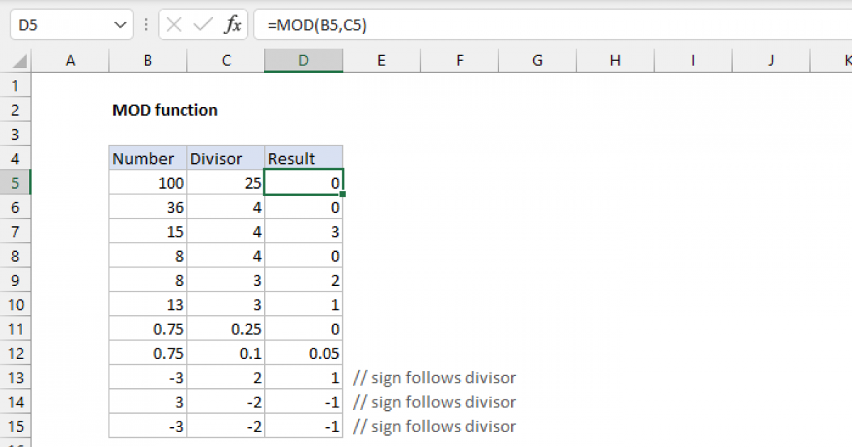 Excel MOD function Exceljet